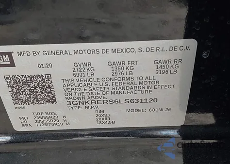 2020 Chevrolet Blazer Fwd Rs from USA, damaged, VIN 3GNKBERS6LS631120